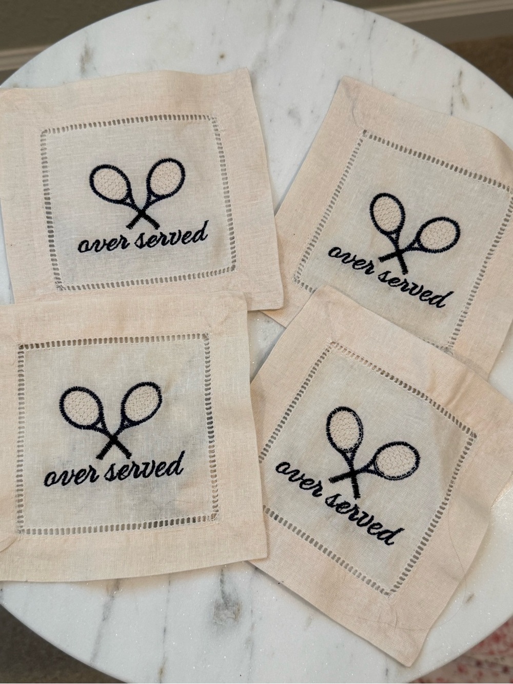 Over Served Linen Coaster Napkins